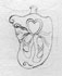 Hand-Carved Pendant with ballet and waves motif: Idea Sketch